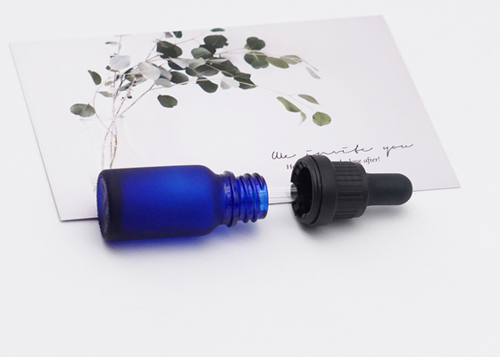 La botella de aceite esencial de cristal cosmética del dropper heló 100ml azul con el dropper plástico