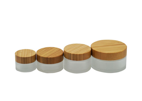Tarros cosméticos de cristal de lujo de bambú naturales de la crema 30g