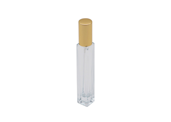 Botella del probador del perfume de Colonia del cuadrado con la bomba del espray del aluminio del oro