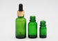 Botellas del dropper del aceite esencial del color verde del cuidado de piel con el dropper de aluminio