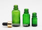 Botellas del dropper del aceite esencial del color verde del cuidado de piel con el dropper de aluminio