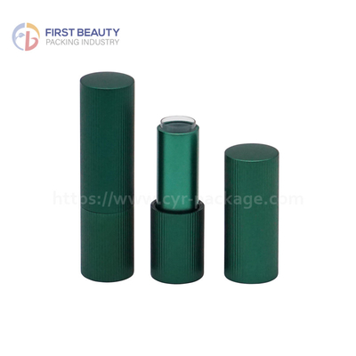 Tipo de imán tubo de lápiz labial vacío de aluminio verde mate 3.8g