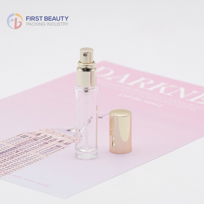 Botella de prueba de perfumes de vidrio reutilizable con pulverizador de empuje de tornillo
