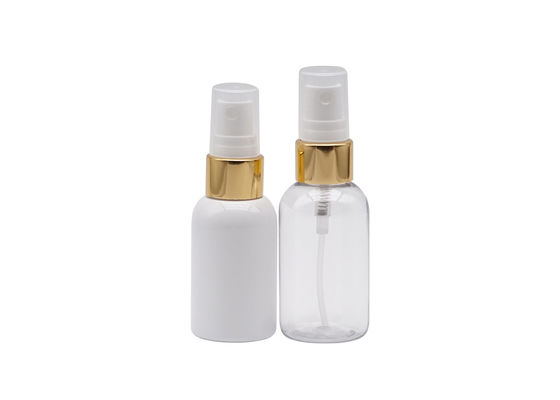 Cilindro plástico de la botella 30ml del espray del bolsillo del viaje con el cuello de aluminio del oro
